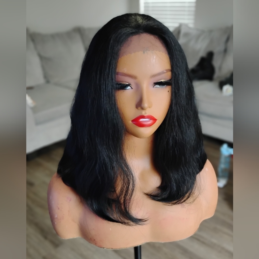 Black Straight Women's Lace Front Wig - Natural Shine